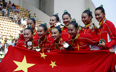 リオデジャネイロオリンピックのチームで銀メダルを獲得した中国　（2016）