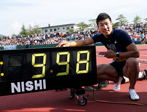 男子100mで日本人初の９秒台を出した桐生祥秀（2017年）