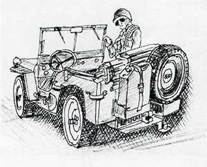 中国で見た米軍から貸与されたジープのイラスト(自叙伝「70年を超えて」村越愛策/2016より