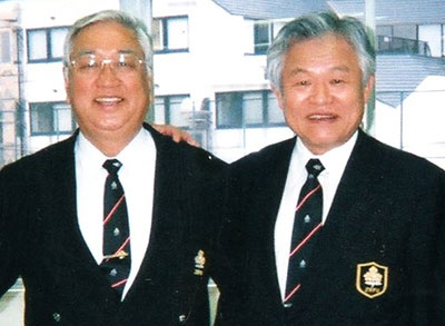 東京大学、東芝を通しての先輩町井徹郎氏（右）。左は日比野弘氏 