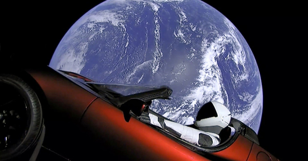 the launch of Elon Musk’s Tesla Roadster and the dummy driver, Starman, cruising our solar system