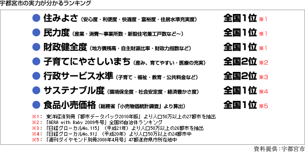 宇都宮市の実力が分かるランキング（資料提供：宇都宮市）