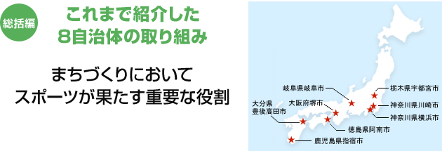 総括編 これまで紹介した8自治体の取り組み まちづくりにおいてスポーツが果たす重要な役割