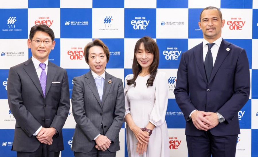 左から　渡邉 一利、橋本 聖子 氏、北出 真理 氏、室伏 広治 氏