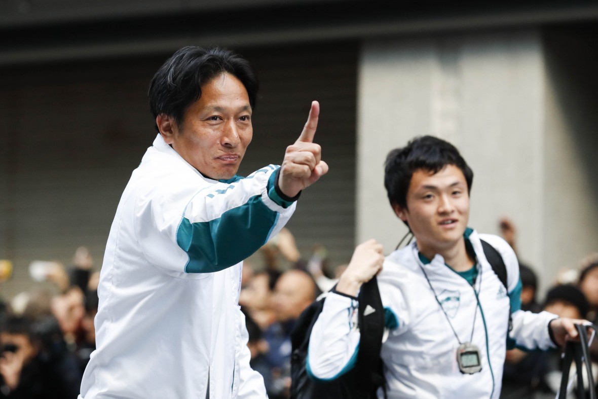 第96回東京箱根間往復大学駅伝競走(箱根駅伝)ゴール地点での原晋監督 ※写真:大内翔太/フォート・キシモト