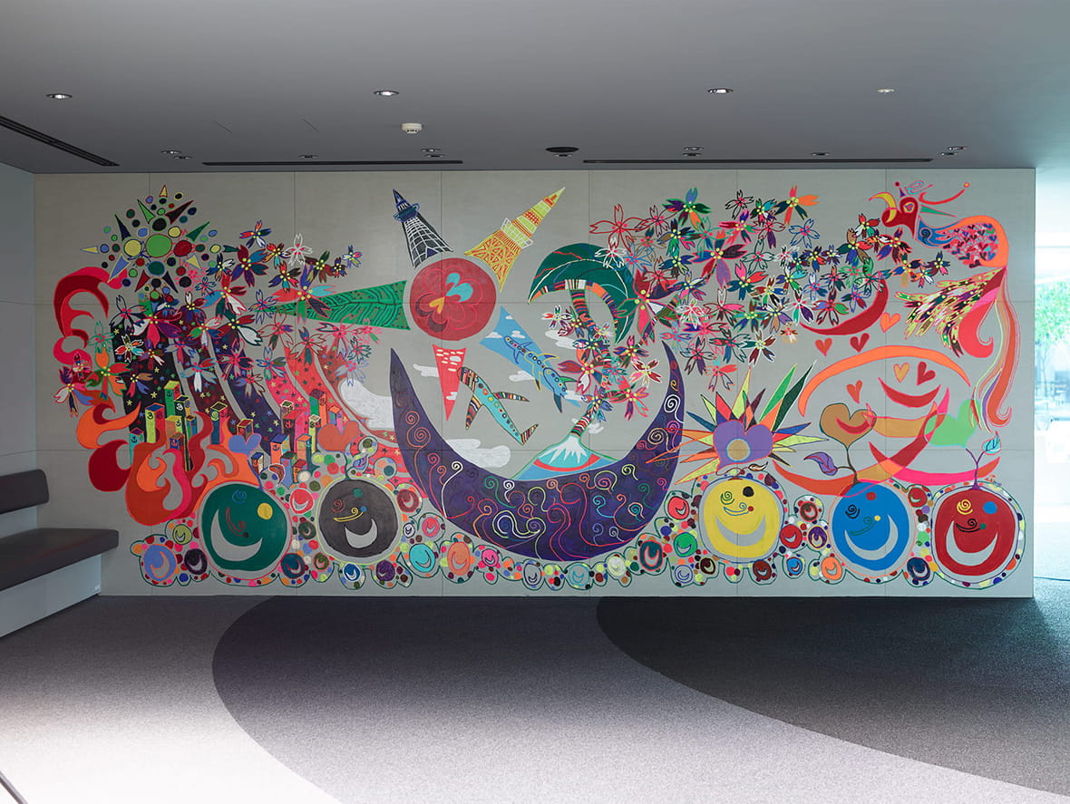 Artwork by Shingo Katori (2.6 meters by 6.1 meters) within the Paralympic Support Center