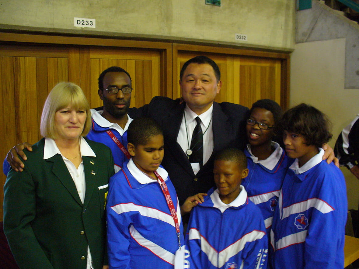 Yamashita visited children with visual impairments during his trip to South Africa.