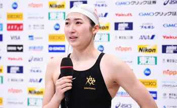 第97回 日本選手権水泳競技大会、女子100mバタフライで東京2020大会出場を決めた池江璃花子　写真：フォートキシモト