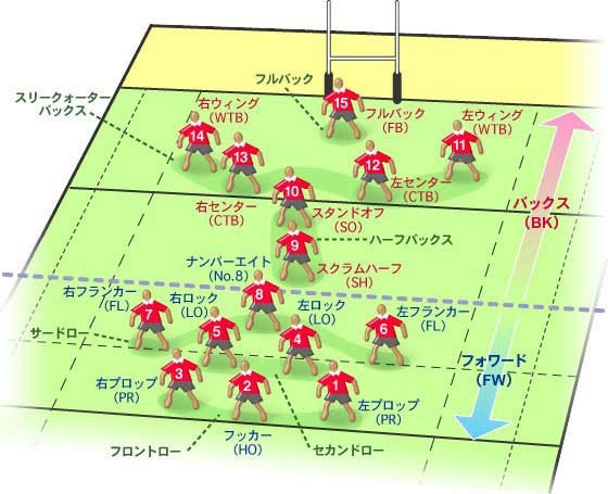 ラグビーのポジション一覧