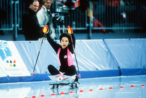 1994年リレハンメル冬季パラリンピック アイススレッジスピードレース]に出場した土田和歌子
