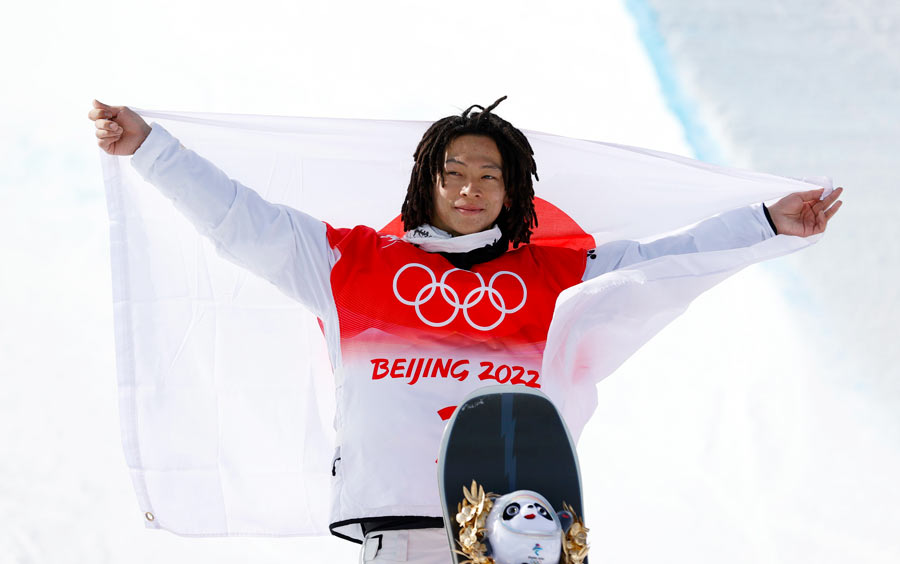 北京2022大会、スノーボード 男子 ハーフパイプで金メダルを獲得した平野歩夢（写真：藤田孝夫/フォート・キシモト）