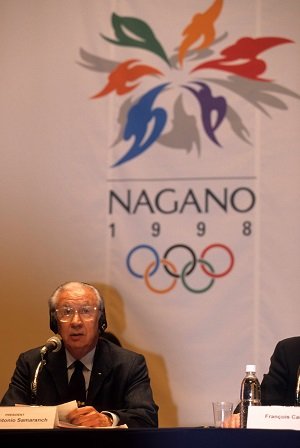 長野オリンピック時に開催されたIOC総会でのサマランチIOC会長（1998年2月）