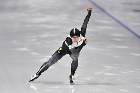 平昌オリンピック、スピードスケート女子500m　オリンピック新記録で金メダルを獲得した小平奈緒（2018年）