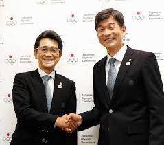 2020東京オリンピック日本選手団団長福井烈氏(左)と総監督尾縣氏(2018年)