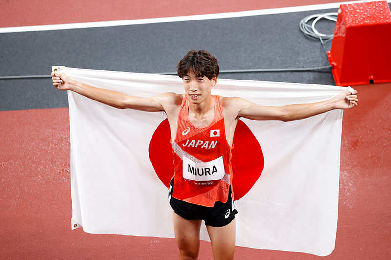 2020東京オリンピック・パラリンピック競技大会。陸上競技 男子3000m障害決勝で7位入賞を果たした三浦龍司（順天堂大学）　写真：フォート・キシモト