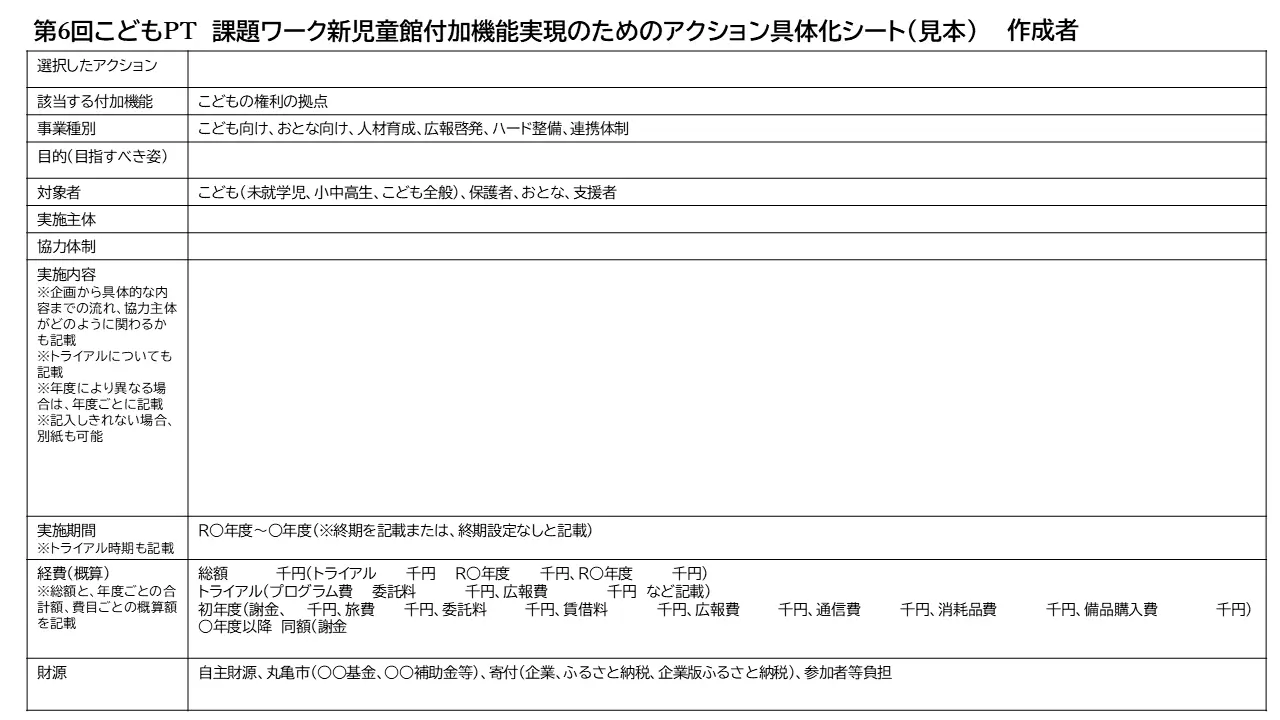 具体化検討に活用したシート見本