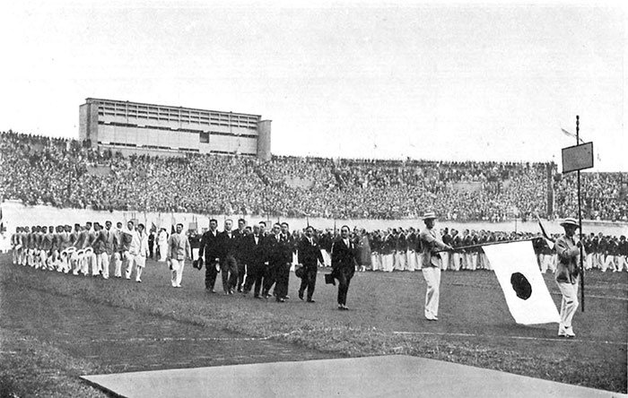 1928年アムステルダムオリンピック開会式の日本選手団