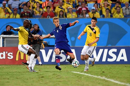 FIFAワールドカップブラジル大会。コロンビア戦の本田圭佑（2014年）