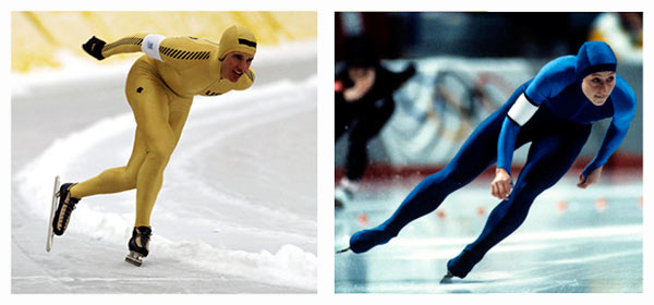 （左）レークプラシッドオリンピックで5つの金メダル獲得したエリック・ハイデン（1980年）（右）ローテンブルガー（1988年カルガリーオリンピック）