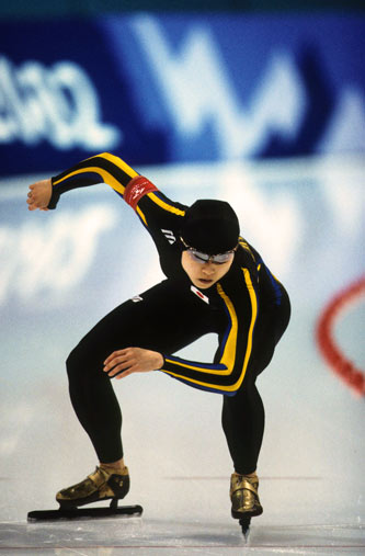 ソルトレークシティオリンピック500mで6位入賞を果たした岡崎朋美（2002年）