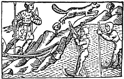 16世紀に描かれたスキーで狩りをする絵